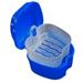 Denture Bath Case Cup Box Holder Storage Soak Container with Strainer Basket for Travel Cleaning (Blue)