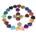 10PC/Set Love Heart Shaped Pendant Natural Stone Rose Quartz Crystal Turquoise Tiger Eye Aventurine