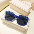Fashion Blue Oversized Square Sunglasses Women 2022 Brand Designer Tom 90s Oversized Rivets Cat Eye