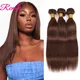 Tissage naturel brésilien Remy lisse brun chocolat #4 couleur Pure Extensions de cheveux humains