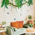Autocollant Mural avec Plantes Grands Arbres Feuilles Papillons Décoration de Fond de Chambre