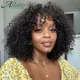 Perruque Brésilienne Bouclée avec Frange pour Femme Noire Cheveux Naturels Courts Crépus Bruns