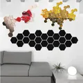 Autocollant mural miroir 3D de forme hexagonale autocollant mural en vinyle parfait décoration