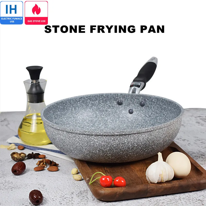 Poêle antiadhésive en pierre Durable, Wok, poêle à Steak domestique, poêle à crêpes, cuisinière à induction frite, cuisinière à gaz, ensemble d'ustensiles de cuisine pour la cuisine