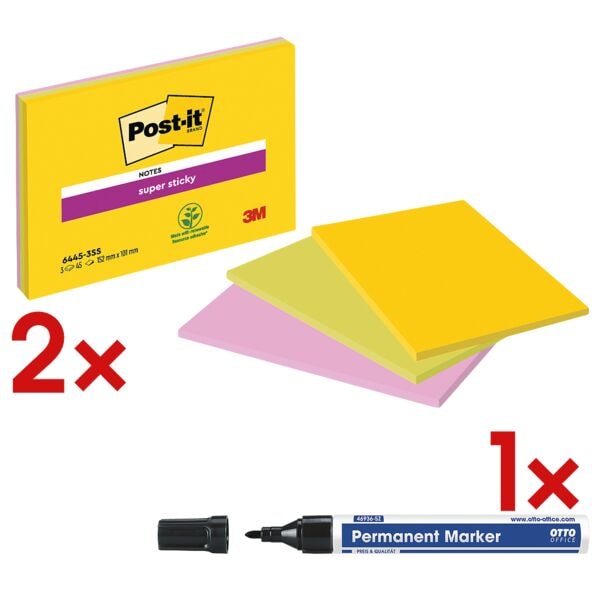 Post-it Super Sticky 2x 3er-Pack Moderations-Haftnotizblock »Meeting Notes XXL« 152 x 101 mm inkl. Pe Image