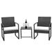 Homall Patio Furniture 3-Piece Set Casual Wicker Chair Bistro Chair with Coffee Table Black/White