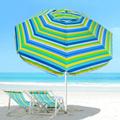 ROFFT 6.5 Ft Beach Umbrella for sand heavy duty Steel and Aluminum Pole Sand Anchor UV 50+ protection Air vents Windproof Sunshade for Beach with reinforced ribs carry bag premium silver coate