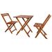 moobody 3 Piece Folding Dining Table Set with 2 Chairs Acacia Wood Bistro Set Breakfast Kitchen Bar Pub Garden Backyard Outdoor Patio Furniture