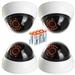 MaximalPower Fake CCTV Security Dummy Dome Camera with Red LED Light for Home Shop Business etc. (4 Pack & 8PC Battery)