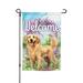 VIVACITE Dog Garden Flag Welcome Garden Flags 12x18 Double Sided Garden Decor for Outside Outdoor Patio Decor Front Porch Decorations Outdoor Art Yard Decor Small Garden Flags - Golden Retriever