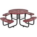 Global Industrial 46 Round Expanded Metal Picnic Table Red