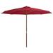 moobody Garden Umbrella with Wooden Pole Folding Parasol Burgundy for Patio Backyard Terrace Poolside Beach Lawn Outdoor Furniture 137.8 x 100.8 Inches (Diameter x H)