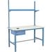 96 W x 30 D Workbench 1-5/8 Thick ESD Lamniate Square Edge with Drawer Upright & Shelf Blue