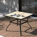 CoSoTower Outdoor Patio Dining Table Square Metal Table with Umbrella Hole and Wood-Look Tabletop for Porch Garden Backyard Balcony(1 Table)
