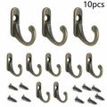 BLUESON 10Pcs Antique Brass Wall Mount Hooks Key Holder Clothes Coat Rack Hanger Decor