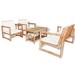 moobody 4 Piece Patio Lounge Set White Cushioned Bench with Table and 2 Chairs and Coffee Table Bamboo Sectional Outdoor Furniture Set for Patio Backyard Poolside