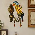 Tiffany Parrot Shade Wall Sconce Lamp LED Handmade Stained Glass Wall Light Fixture Bedroom Porch Loft Wall Lighting