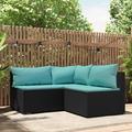 moobody 3 Piece Outdoor Patio Furniture Set Corner Sofa and 2 Middle Sofas with Seat Cushions Sectional Sofa Set Poly Rattan Conversation Set for Garden Deck Poolside Backyard