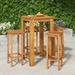 moobody 5 Piece Outdoor Dining Set Acacia Wood Bar Table and 4 Stool Chairs Wooden Patio Bistro Set for Terrace Yard Balcony Poolside Furniture