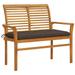 moobody Patio Bench with Taupe Cushion Teak Wood Porch Chair Garden Bench for Garden Backyard Balcony Park Terrace Outdoor Furniture 44.1in x 21.7in x 37in