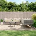 moobody 7 Piece Patio Set with Cushions Gray Poly Rattan