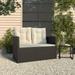 Carevas Patio Bench with Cushions Black 41.3 Poly Rattan