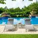 CoSoTower Pool Lounge Chairs Set of 3 Adjustable Aluminum Outdoor Chaise Lounge Chairs with Metal Side Table All Weather for Deck Lawn Poolside Backyard (Grey 2 Lounge Chairs+1 Tbale)