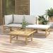 Dcenta 4 Piece Patio Set with Gray Cushions Bamboo