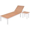 moobody Sun Lounger with Table Aluminum WPC Backrest Adjustable Chaise Lounge Chair Set for Pool Patio Balcony Lawn Garden Outdoor Furniture