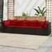 moobody 4 Piece Patio Set with Cushions Brown Poly Rattan