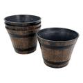 Realistic Wood Look Mini Barrel Planters Lightweight Durable Plastic Set of 4 Each 7â€� High x 8.5 dia.