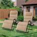 Costway 2PCS Patio Zero Gravity Lounge Chair Cushion Tray Folding Outdoor Recliner Beige