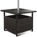 Bilot Patio Umbrella Side Table Rattan Wicker Stand Table with Umbrella Hole Steel Suitable for Outdoor Garden Pool Furniture Bistro Table