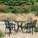 moobody 5 Piece Bistro Set Cast Aluminum Black Round Coffee Table and 4 Chairs Bar Set for Garden Lawn Courtyard Terrace