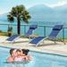 CoSoTower Pool Lounge Chairs Set of 3 Adjustable Aluminum Outdoor Chaise Lounge Chairs with Metal Side Table All Weather for Deck Lawn Poolside Backyard (Blue 2 Lounge Chirs+1 Table)