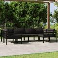 moobody 6 Piece Patio Lounge Set with Cushions Aluminum Anthracite 4 Corner and 2 Middle Sofas Conversation Set for Garden Lawn Terrace Outdoor Backyard