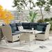 TOPMAX Outdoor Patio 4-Piece All Weather PE Wicker Rattan Sofa Set with Adjustable Backs for Backyard Poolside Gray