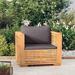 Carevas Patio Sofa Chair with Dark Gray Cushions Solid Wood Teak
