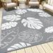 Ileading Outdoor Rugs for Patios Clearance 6 x9 Waterproof Patio Mat Tropical Floral Leaves Reversible Outside Door Mat Area Rug Carpet for RV Patios Deck Beach Balcony Porch Camping Rugs