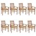 moobody Dining Chairs 8 pcs with Beige Cushions Solid Teak Wood