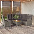 Suzicca 3 Piece Patio Set with Cushions Gray Poly Rattan