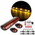 SCITOO Fit for 2002-2007 Chevy Silverado/GMC Sierra 1500 2500HD 3500 3x Amber Cab Lights Covers Cab Roof Running Top Clearance Marker Assembly with 5x White LED Light Bulbs