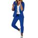 knqrhpse Lounge Sets for Women Workout Sets Office Trouser Suit Trouser Suit Trousers 2 Piece Suit Plain Two Piece Sporty Trouser Suit Two Piece Sets for Women Sweat Suit 2 Piece Set Blue L