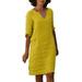 knqrhpse Casual Dresses Summer Dress Linen Dress Women s Able And Comfortable V Neck Half Sleeved Cotton And Linen Short Mini Dress Womens Dresses Yellow Dress Xl