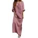 knqrhpse Casual Dresses Maxi Dress Linen Dress Loose Summer Long And Yarn-Dyed Dresses Striped Dress Women s Cotton Women s Dress Womens Dresses Red Dress Xl