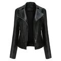 Dezsed Women s Faux Leather Motocross Racer Jacket Clearance Women s Slim Leather Stand Collar Zip Motorcycle Suit Belt Coat Jacket Tops Black M