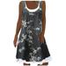 knqrhpse Sundresses for Women Casual Dresses For Women Casual Dress Long Beach Casual Dress Maxi Loose Floral Women s Printing Sleeveless Women s Dress Womens Dresses Grey Dress Xl