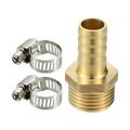 Unique Bargains 1pcs 1/2 Barb x 1/2 NPT Male Brass Fitting Hose Adapter 12mm OD Brass Hose Fitting with 2 Clamps