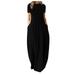 knqrhpse Plus Size Dresses Maxi Dress Plus Size Summer Dresses Dress Sleeve Long Plus O-Neck Size Solid Color Short Skirt Women s Women s Dress Womens Dresses Black Dress Xl