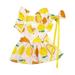 Lemon Print Pet Dress - Square Neck Ruffle Sleeve and Bowknot Collar - Ideal for Summer